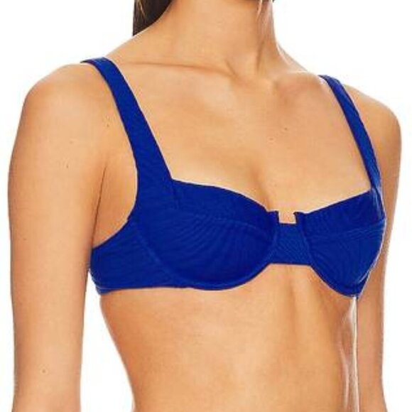 NEW - FELLA Women's Swimsuit Bikini Top Blue Size XS Casanova Textured Jersey - Picture 2 of 9
